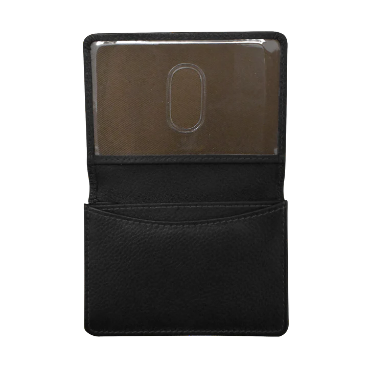 ILI New York RFID Pebble Leather Flap Card Case - Black