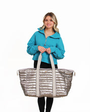 Lemonbella Puffer Weekender Duffle Travel Bag Pebble Gray