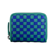ILI New York RFID Checkerboard Zip Around Wallet - Cobalt/Aqua