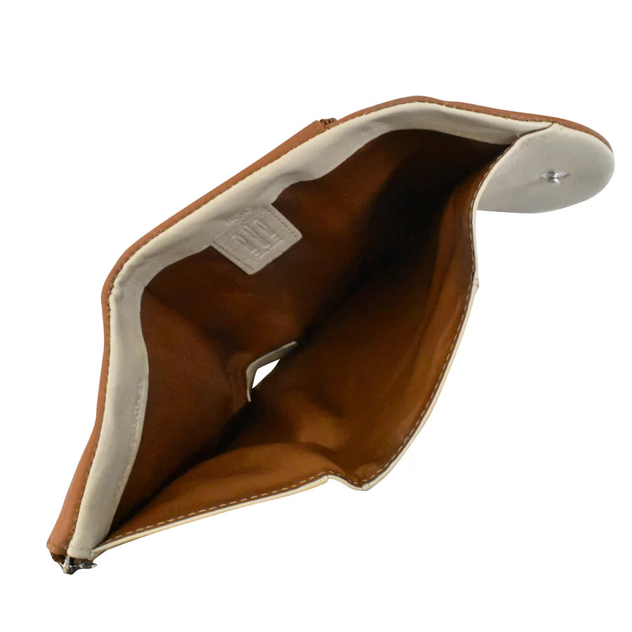 ILI New York Trifold Compact Wallet - Antique Saddle/Stone