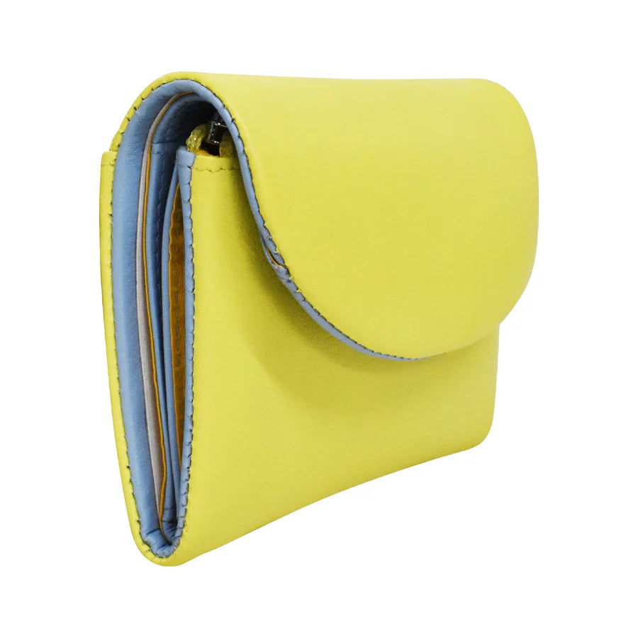 ILI New York Trifold Compact Wallet - Mellow Yellow/Chambray