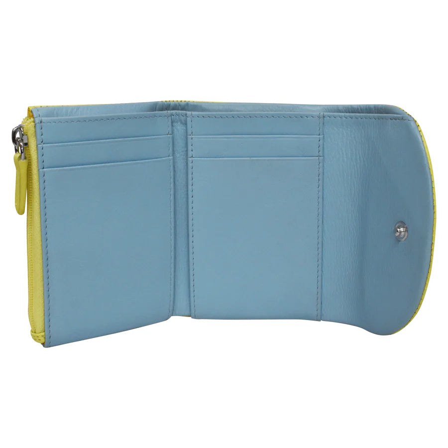 ILI New York Trifold Compact Wallet - Mellow Yellow/Chambray