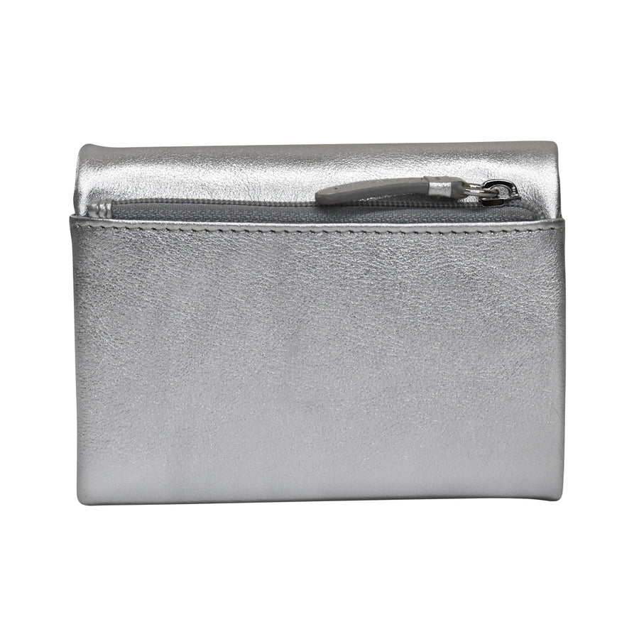 ILI New York Trifold Compact Wallet - Silver/Light Gold