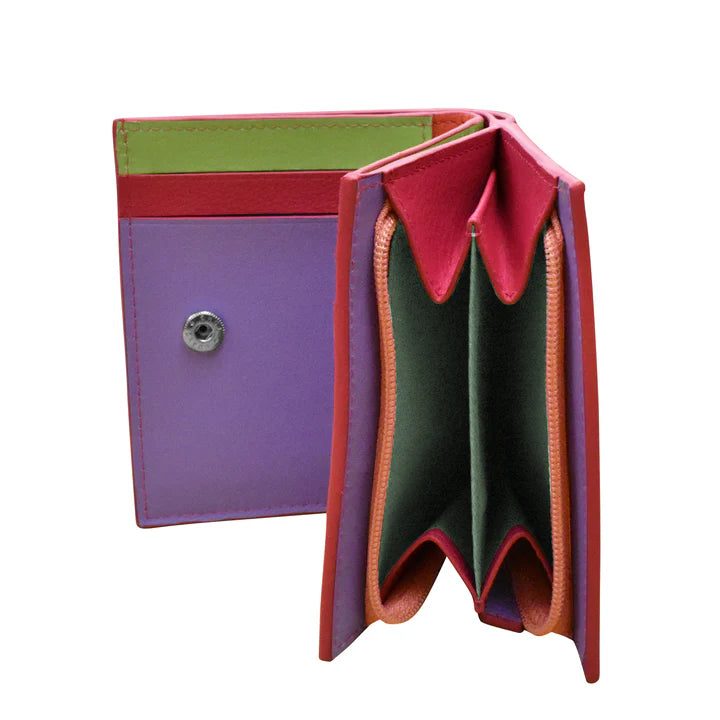 ILI New York Leather RFID Small Snap Wallet - Palm Beach