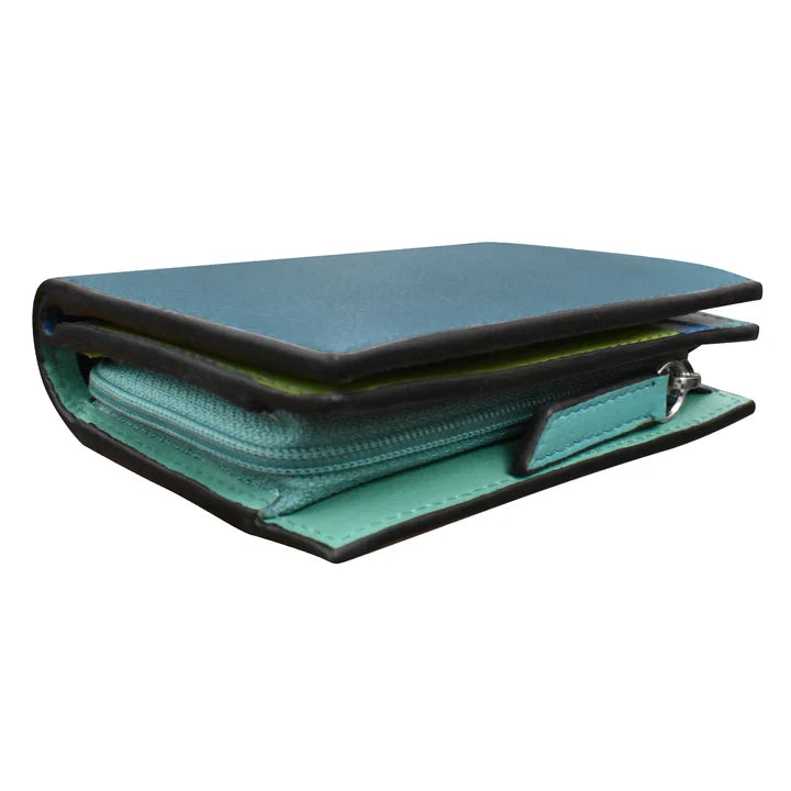 ILI New York Leather RFID Small Snap Wallet - Serenity Multi