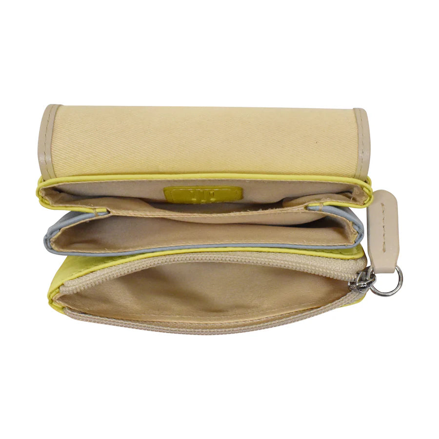 ILI New York Leather RFID Small Card & Coin Wallet - Mellow Yellow