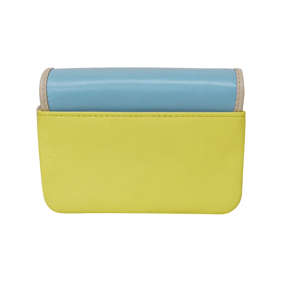 ILI New York Leather RFID Small Card & Coin Wallet - Mellow Yellow