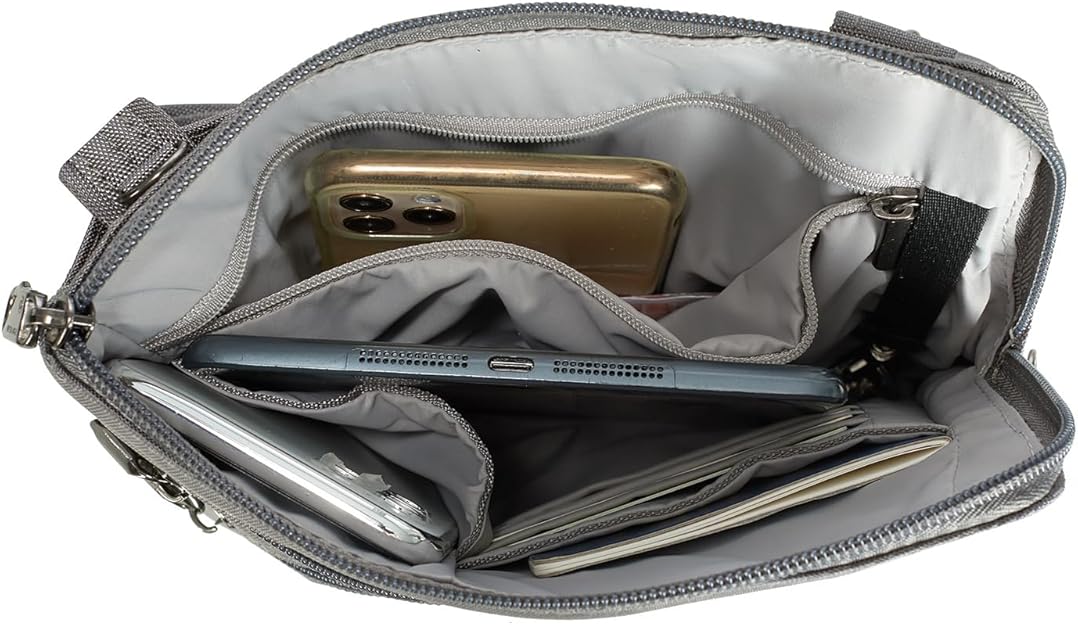 Travelon Anti-Theft Classic Slim Double Zip Crossbody - Gray