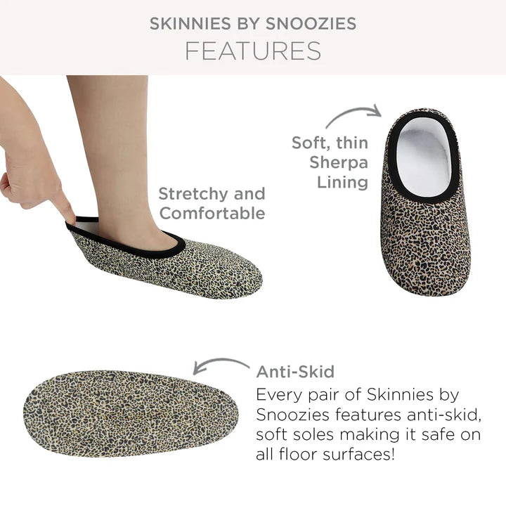 Snoozies Womens Skinnies Slippers Black & White Daisy Small