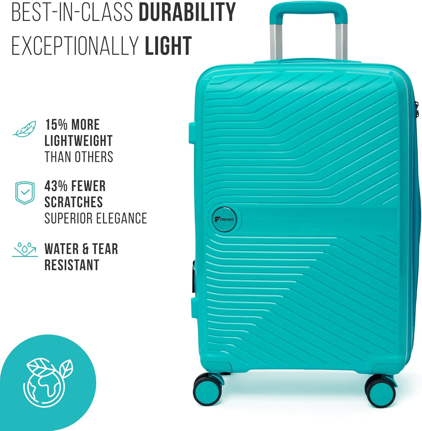 Feelway Luggage 20" Expandable Carry On - Sky Blue