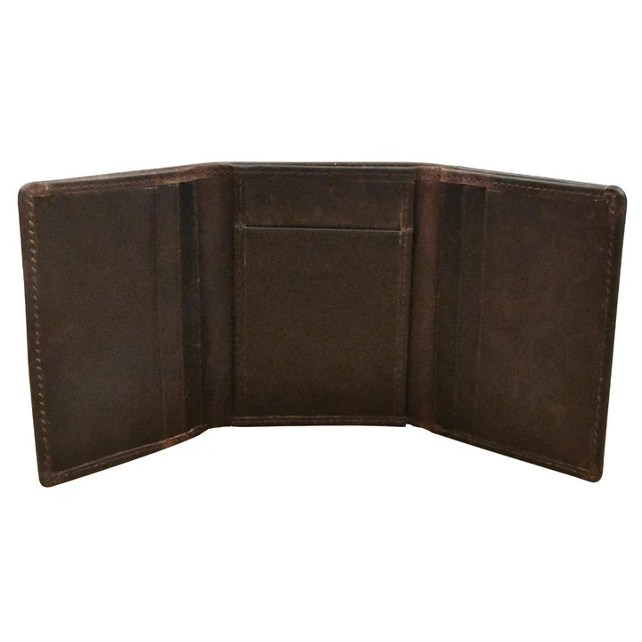 ILI New York RFID Men's Trifold Wallet with Back I.D. - Chocolate