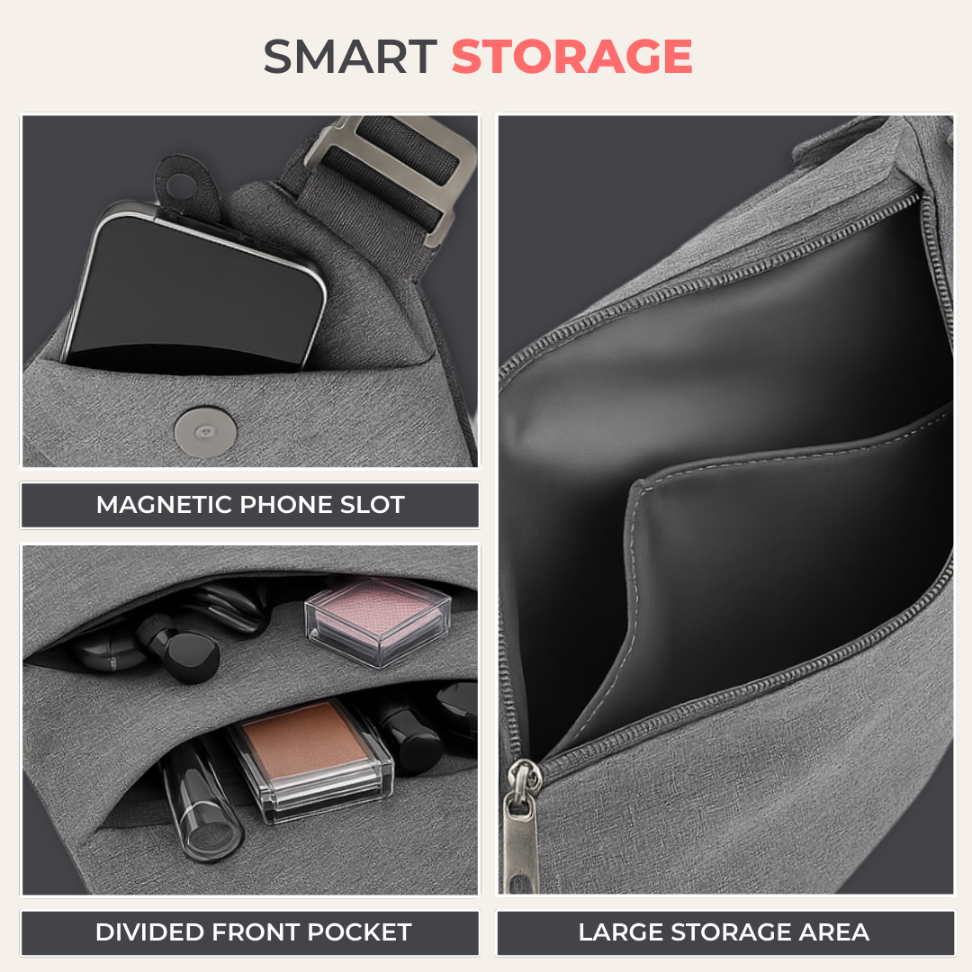 FlyHugz® Anti Theft Travel Crossbody Bag: Gray