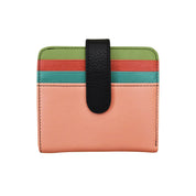 ILI New York Leather Bi-Fold Credit Card Wallet -  Peach Multi
