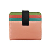 ILI New York Leather Bi-Fold Credit Card Wallet -  Peach Multi