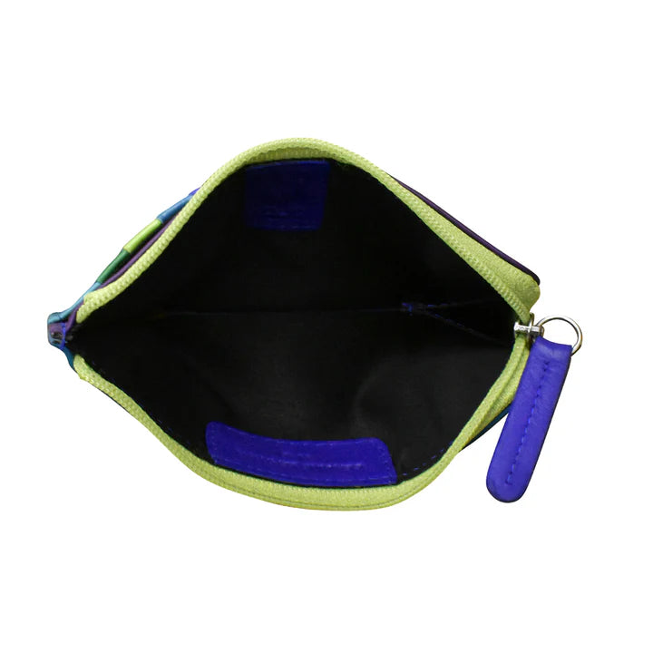 ILI New York RFID Leather Zip Card Holder - Cool Tropics