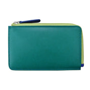 ILI New York RFID Leather Zip Card Holder - Cool Tropics