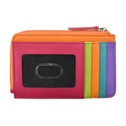 ILI New York RFID Leather Zip Card Holder - Palm Beach