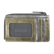 ILI New York RFID Leather Zip Card Holder - Silver Light Gold