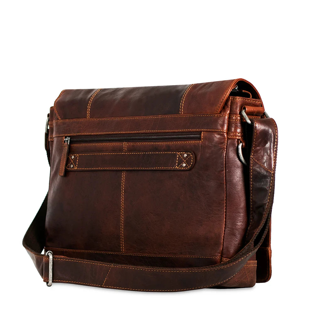 Jack Georges Leather Voyager Messenger Bag - Brown
