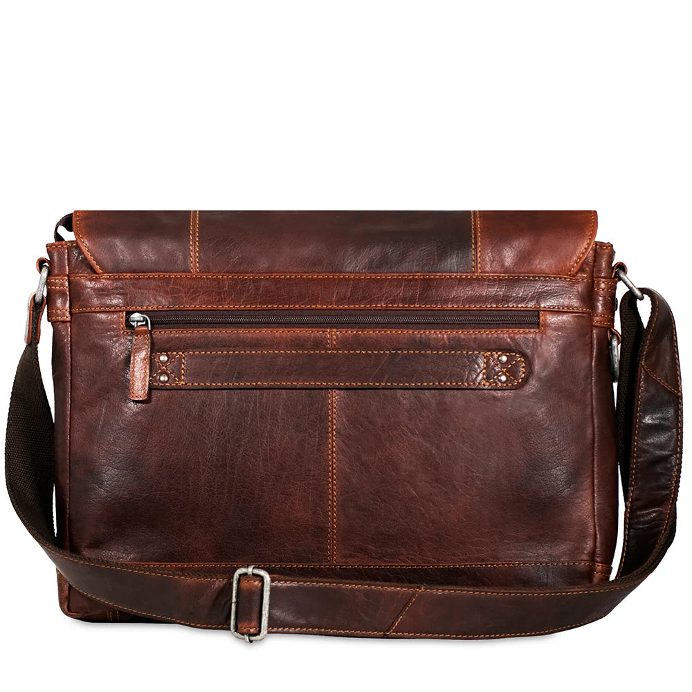 Jack Georges Leather Voyager Messenger Bag - Brown