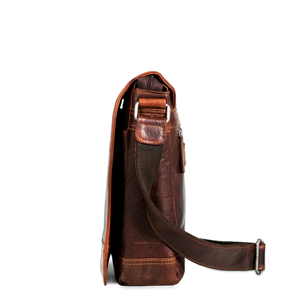 Jack Georges Leather Voyager Messenger Bag - Brown