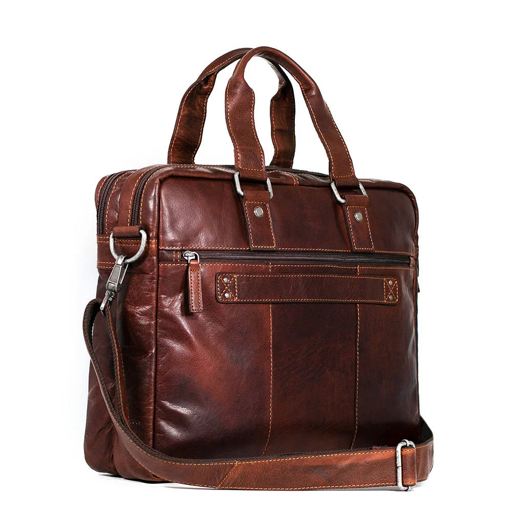 Jack Georges Leather Voyager Professional Briefcase Brown