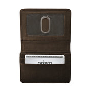 ILI New York Men"s Wallet Premium Leather Flap Card Case - Brown