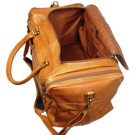 dorado leather backpacks Dorado Vaquetta Leather 21" Zippered Duffel Bag Brown