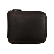 ILI New York Men's Wallet Zip Around Bifold - Chocolate