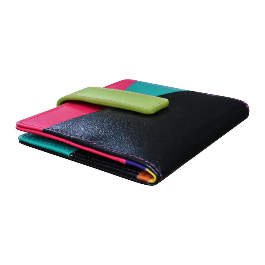 ILI New York Mini Asymmetric Card Wallet with Tab - Black Brights