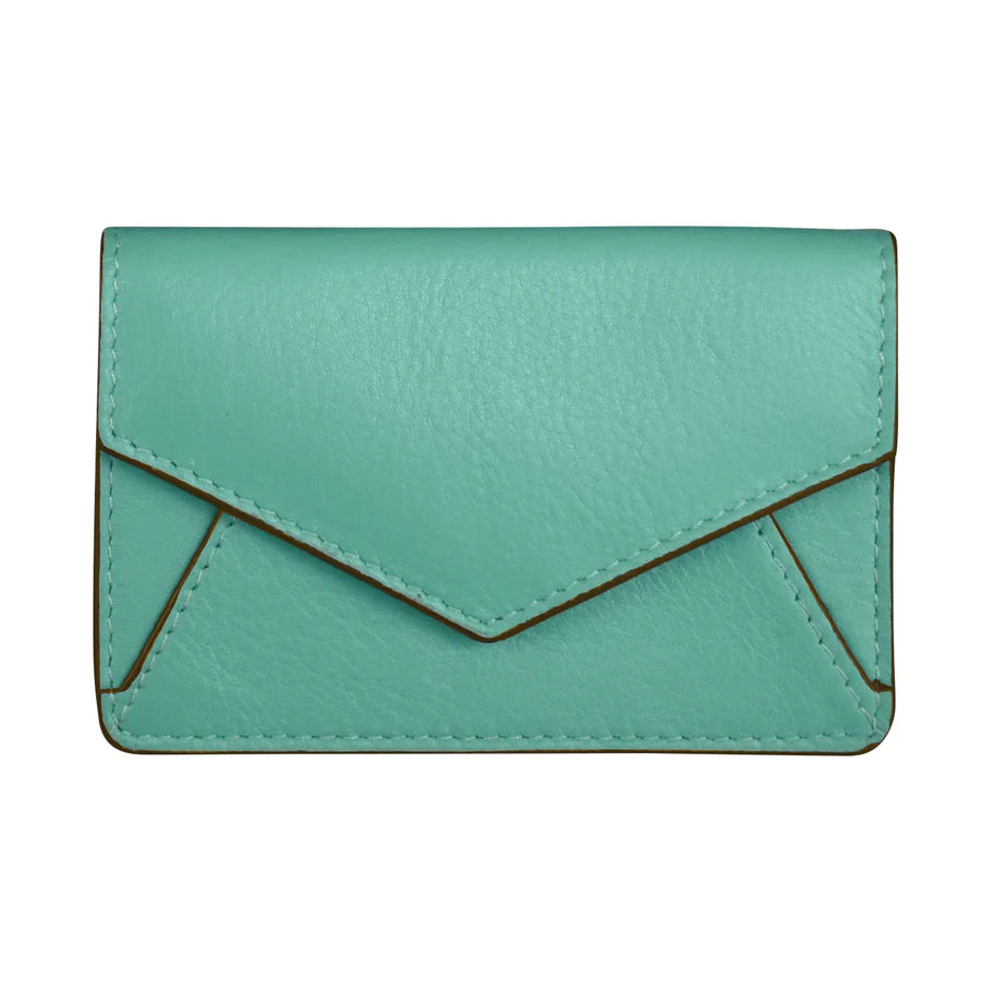 ILI New York Envelope Business Card Case - Turq/Brown
