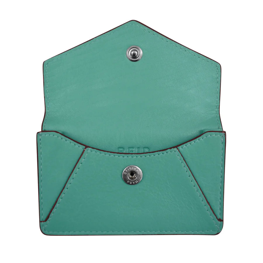 ILI New York Envelope Business Card Case - Turq/Brown