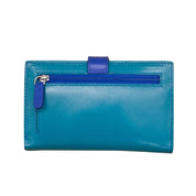 ILI New York RFID Leather Midi Wallet With Cutout Tab - Aqua/Cobalt