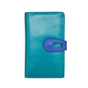 ILI New York RFID Leather Midi Wallet With Cutout Tab - Aqua/Cobalt