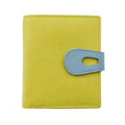 ILI New York RFID Small Leather Wallet with Tab - Mellow Yellow/Chambray