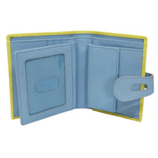 ILI New York RFID Small Leather Wallet with Tab - Mellow Yellow/Chambray