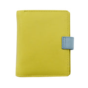 ILI New York RFID Small Leather Wallet with Tab - Mellow Yellow/Chambray