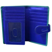 ILI New York Leather Midi Wallet - Aqua Cobalt
