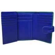 ILI New York Leather Midi Wallet - Aqua Cobalt