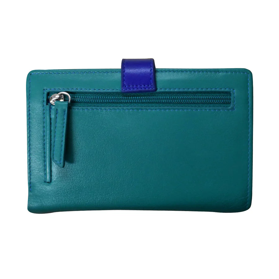 ILI New York Leather Midi Wallet - Aqua Cobalt