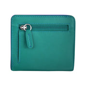 ILI New York RFID Leather 2 Tone Mini Bifold -  Aqua/Cobalt