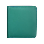ILI New York RFID Leather 2 Tone Mini Bifold -  Aqua/Cobalt
