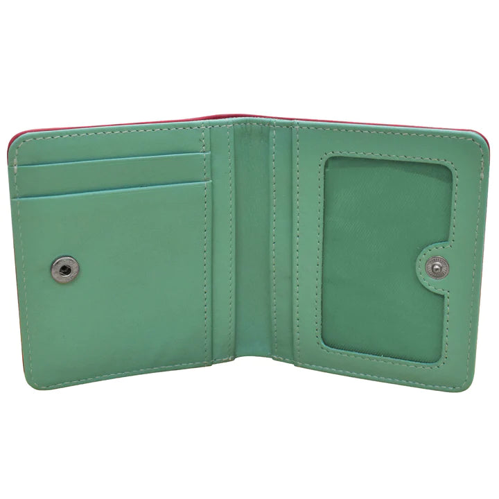 ILI New York RFID Leather 2 Tone Mini Bifold Indian Pink