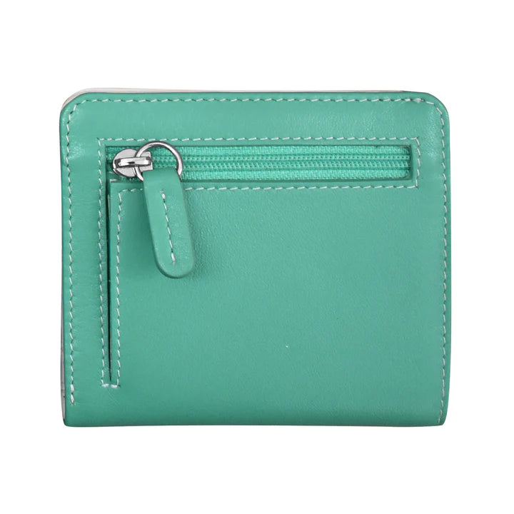 ILI New York RFID Leather 2 Tone Mini Bifold Turquoise