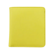 ILI New York RFID Leather 2 Tone Mini Bifold Wallet- Mellow Yellow/Chambray