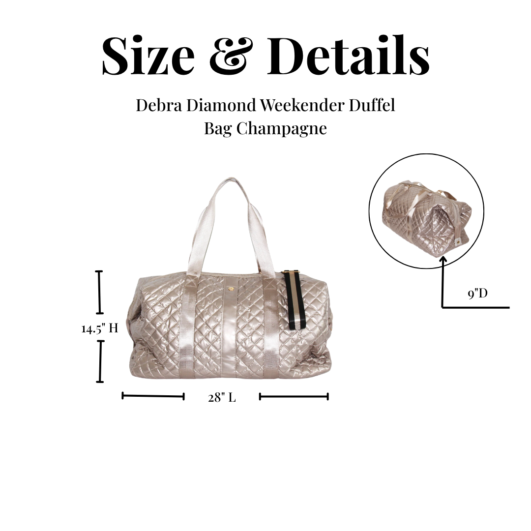 Lemonbella Diamond Weekender Duffle Travel Bag Champagne Gold