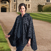 RainCaper Black Velvet Swirls Rain Travel Cape