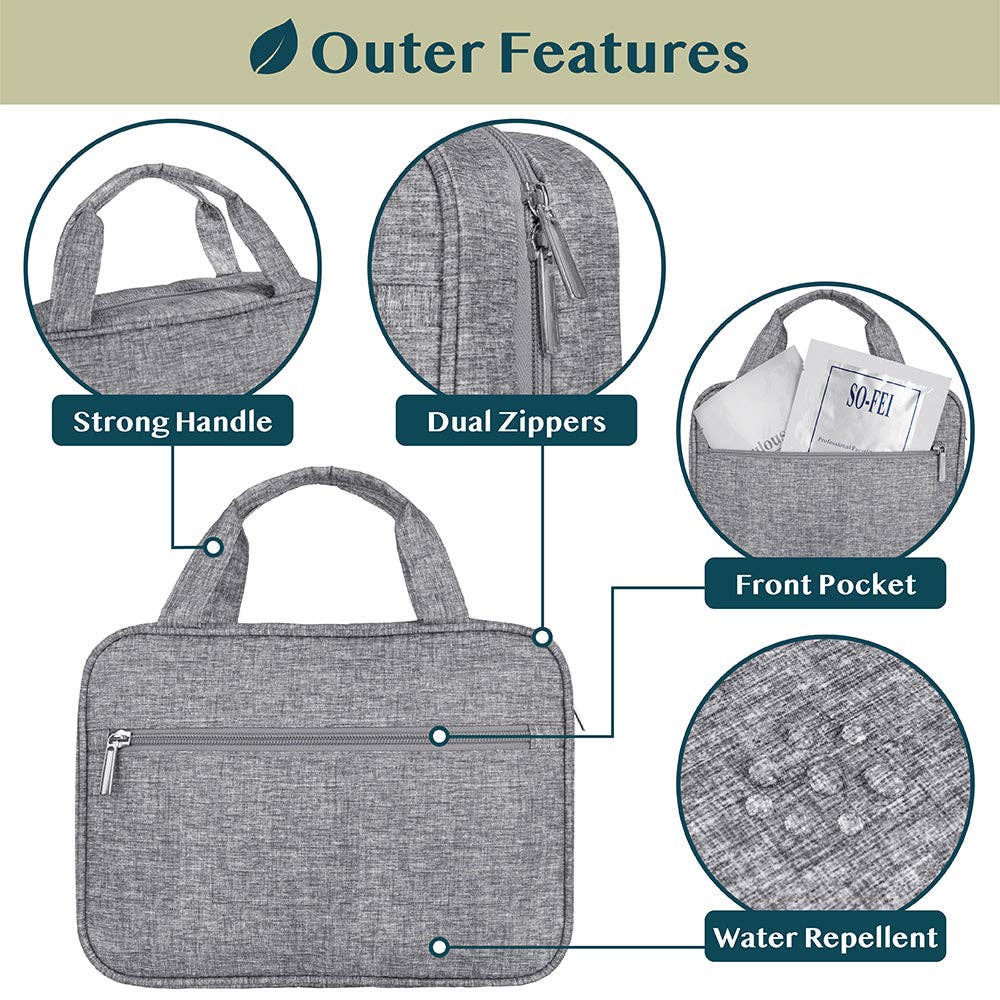 Pavilia Modern Hanging Toiletry Organizer Bag: Heather Gray