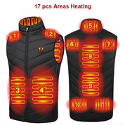 Unisex Heated Down Vest – USB Rechargeable Warmth - Black / XL