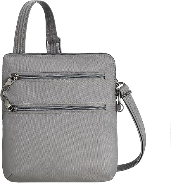 Travelon Anti-Theft Classic Slim Double Zip Crossbody - Gray
